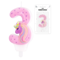 Świeczka urodziny dekoracja na tort jednorożec unicorn cyfra 3